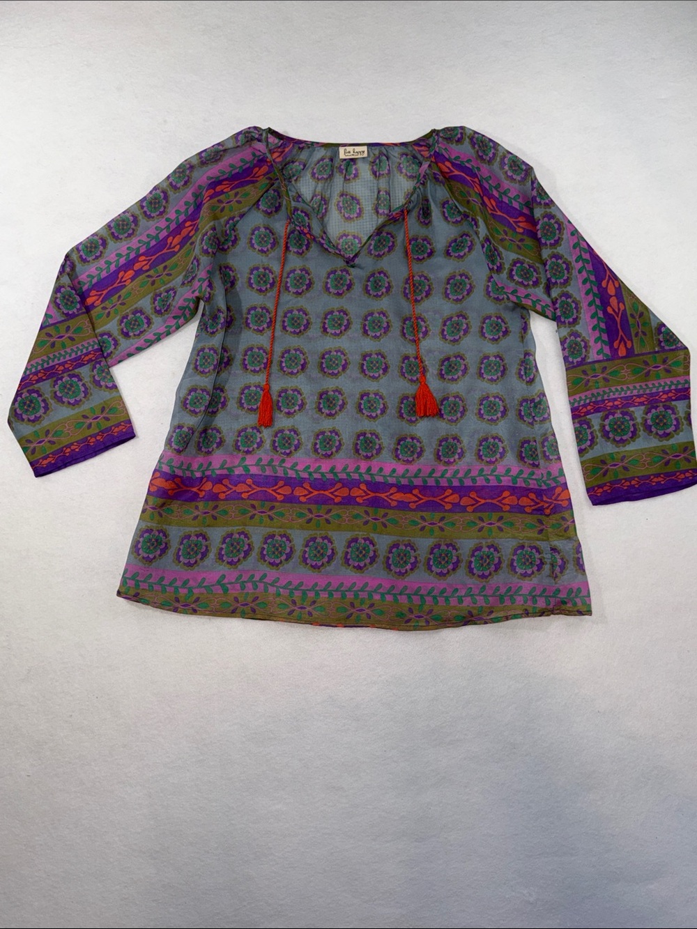 NATURAL LIFE Purple Floral Tassel Boho Tunic